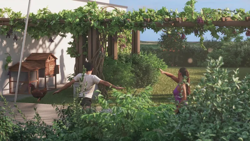 Children playing in a shared garden